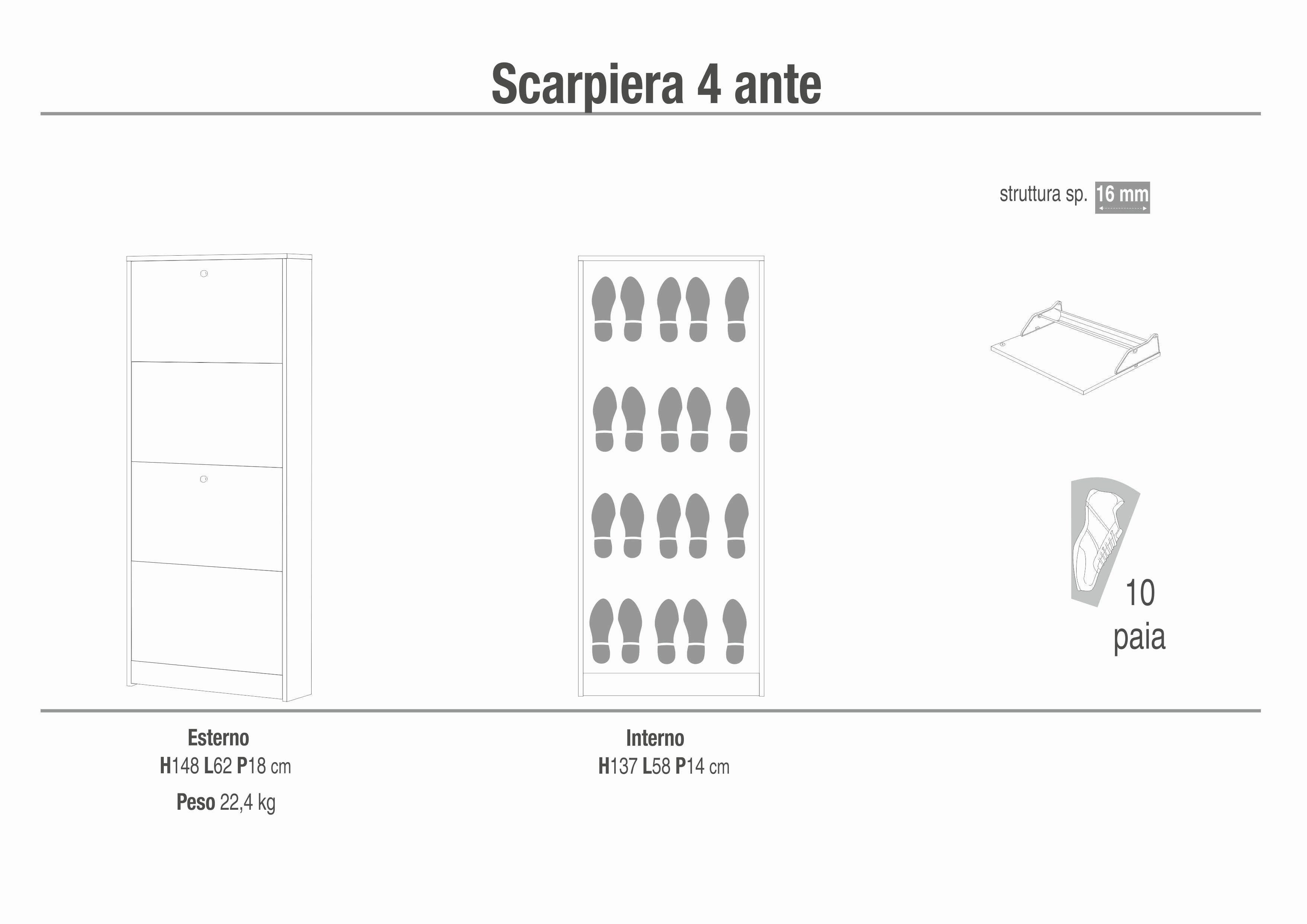SHOE RACK 4 DOORS P.18 184-C
