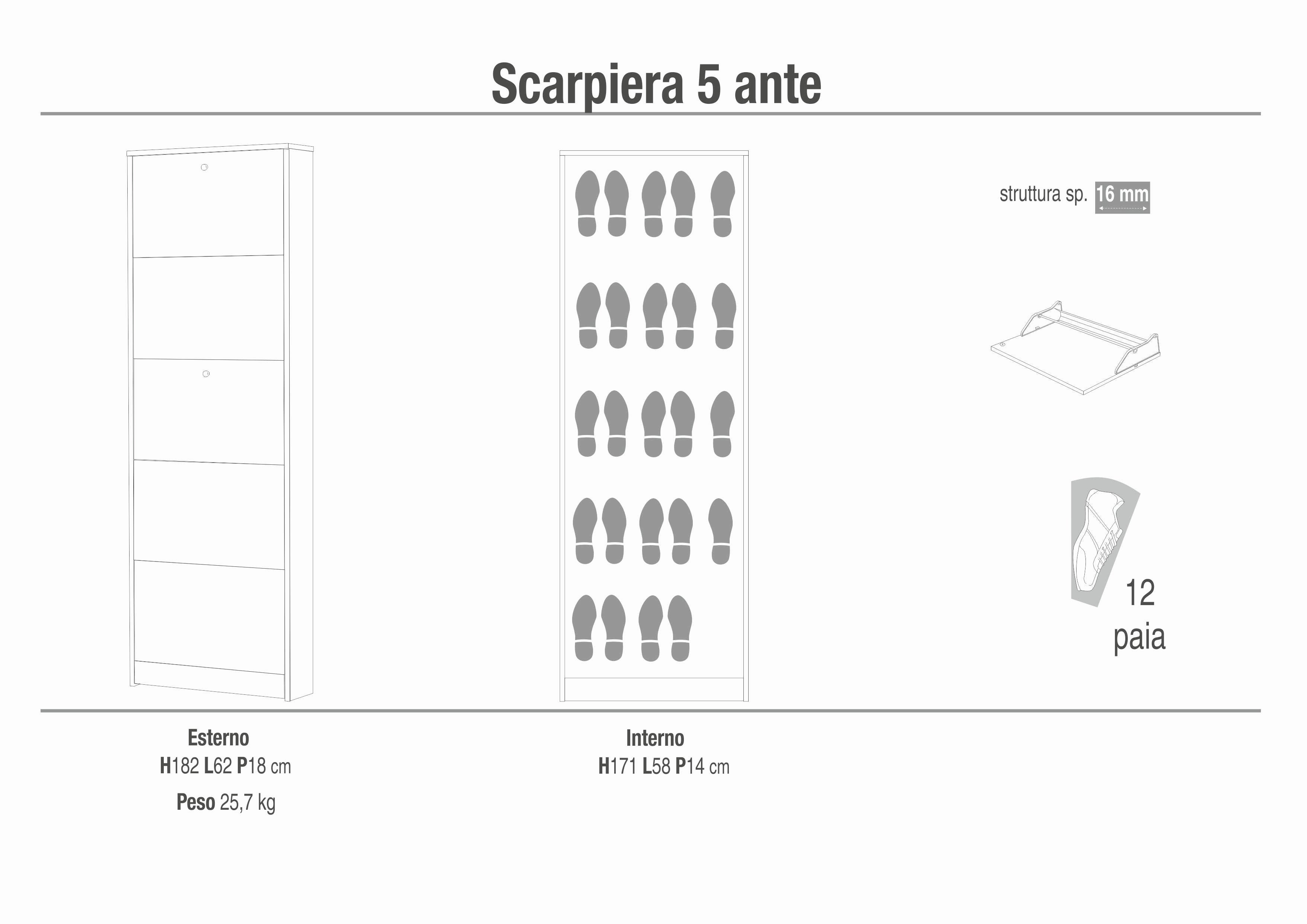 SHOE RACK 5 DOORS P.18 185-C