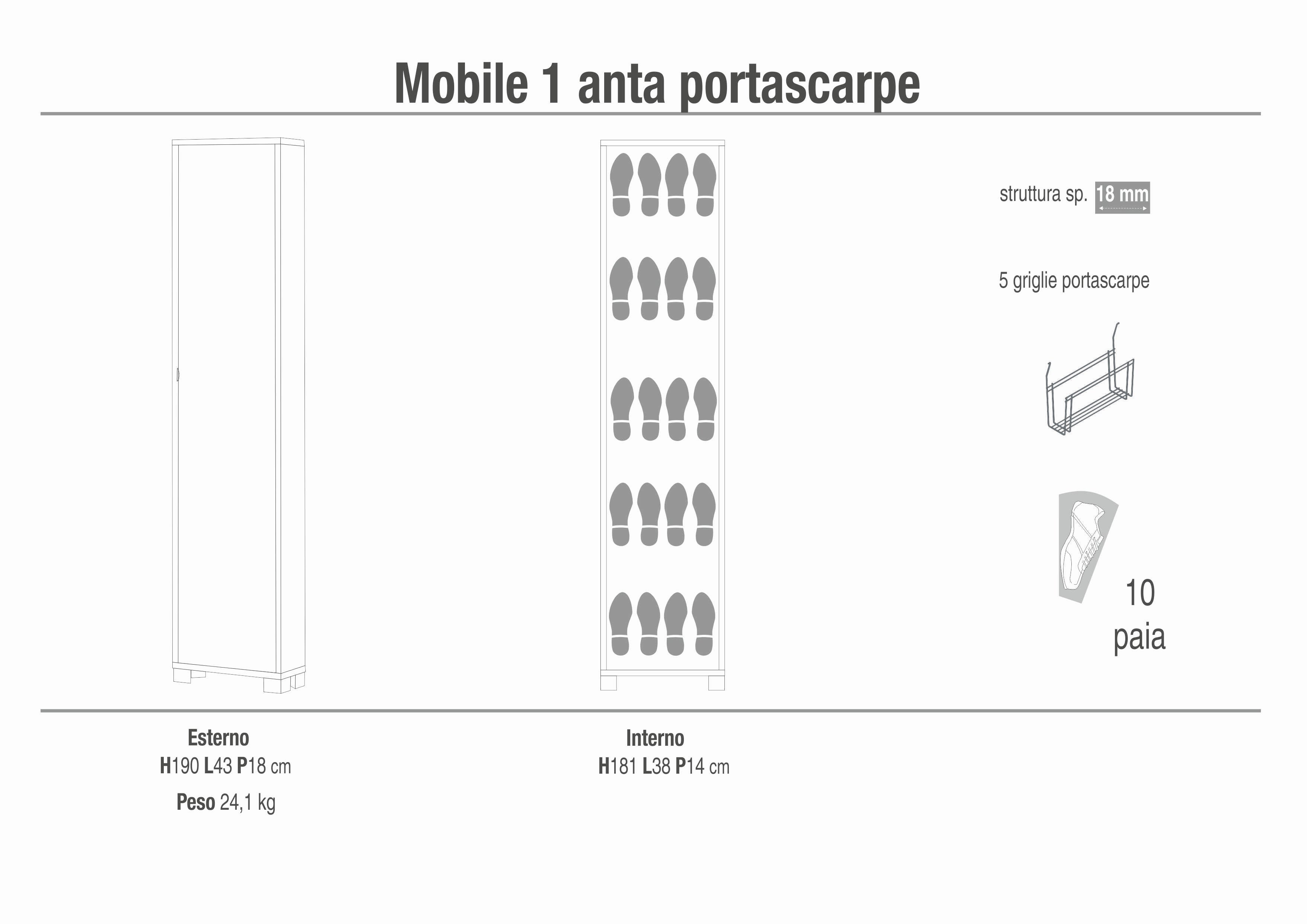 COLONNA 1 ANTA PORTASCARPE 746-C
