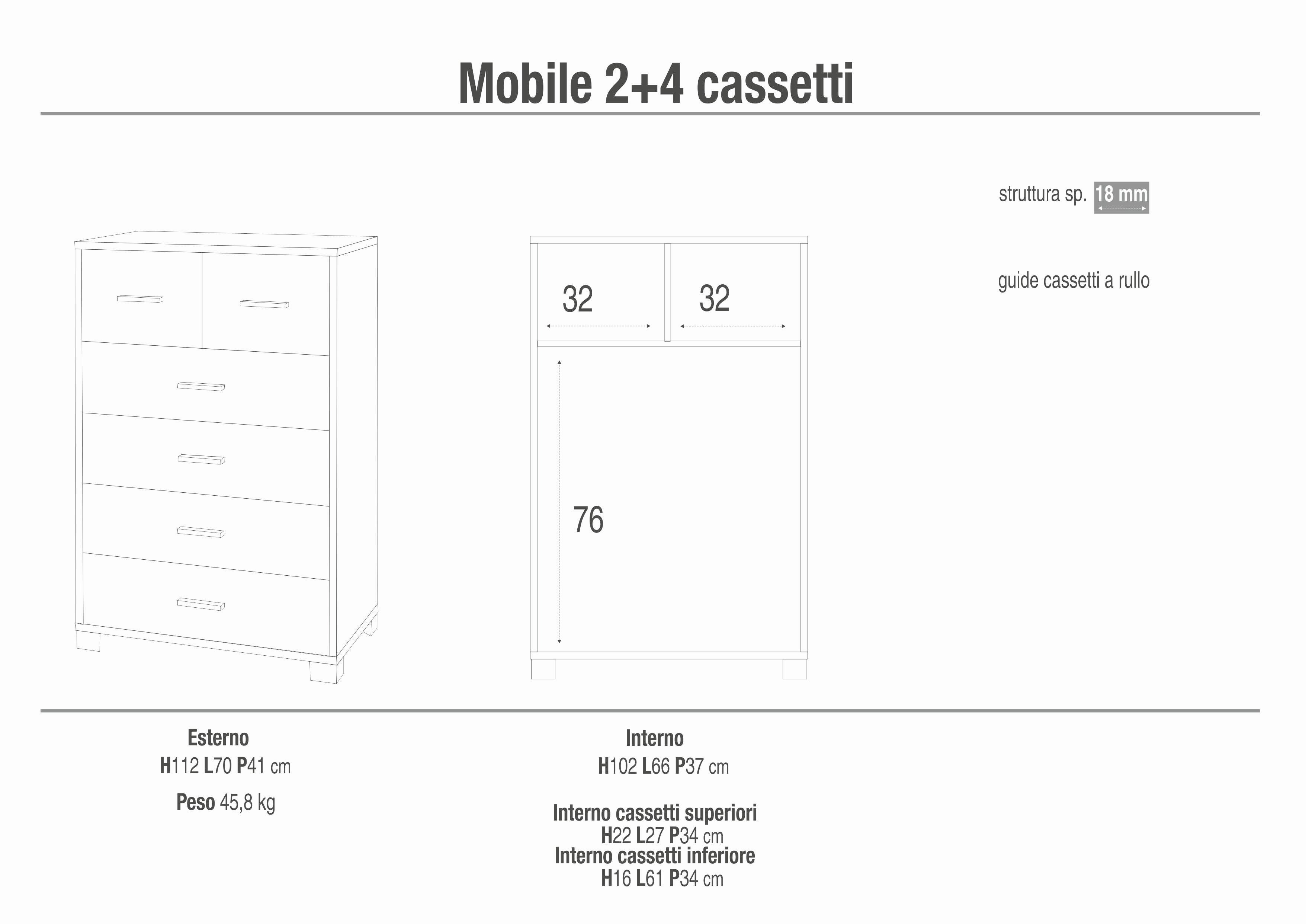 MOBILE 4+2 CASSETTI - KIT 772K-C
