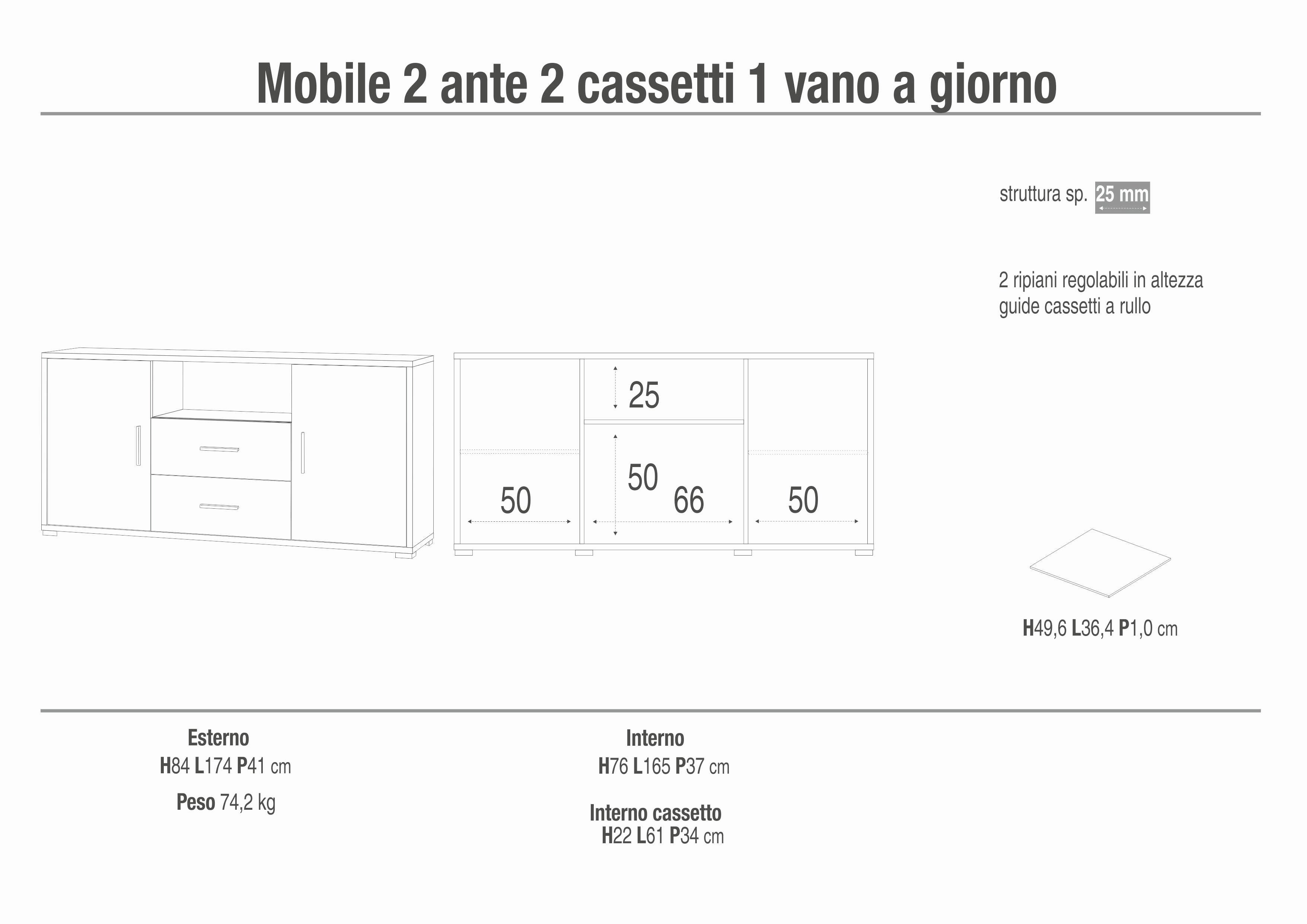 CABINET 2 DOORS 2 DRAWERS KIT DB802K-C