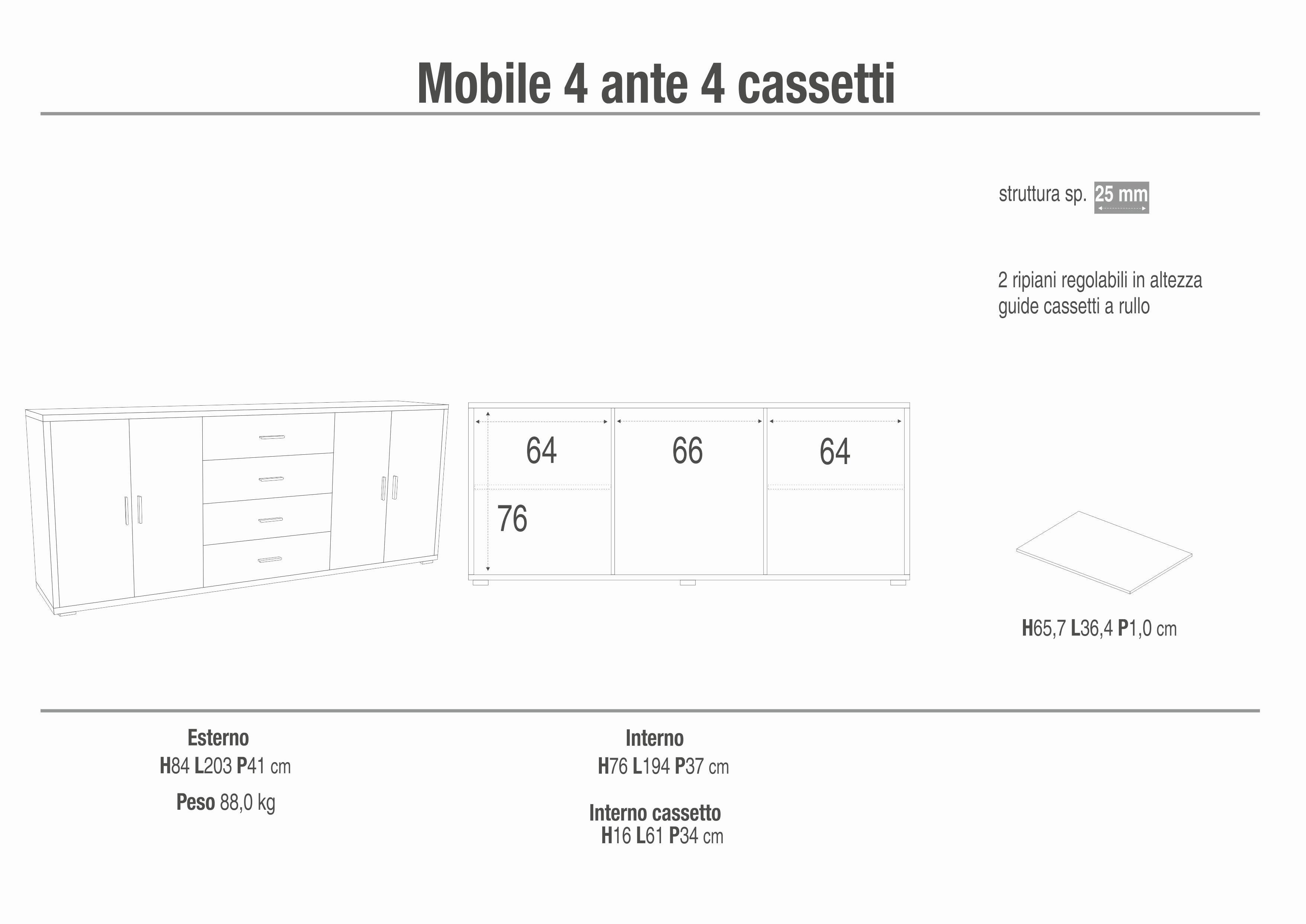 CABINET 4 DOORS 4 DRAWERS KIT DB808K-C