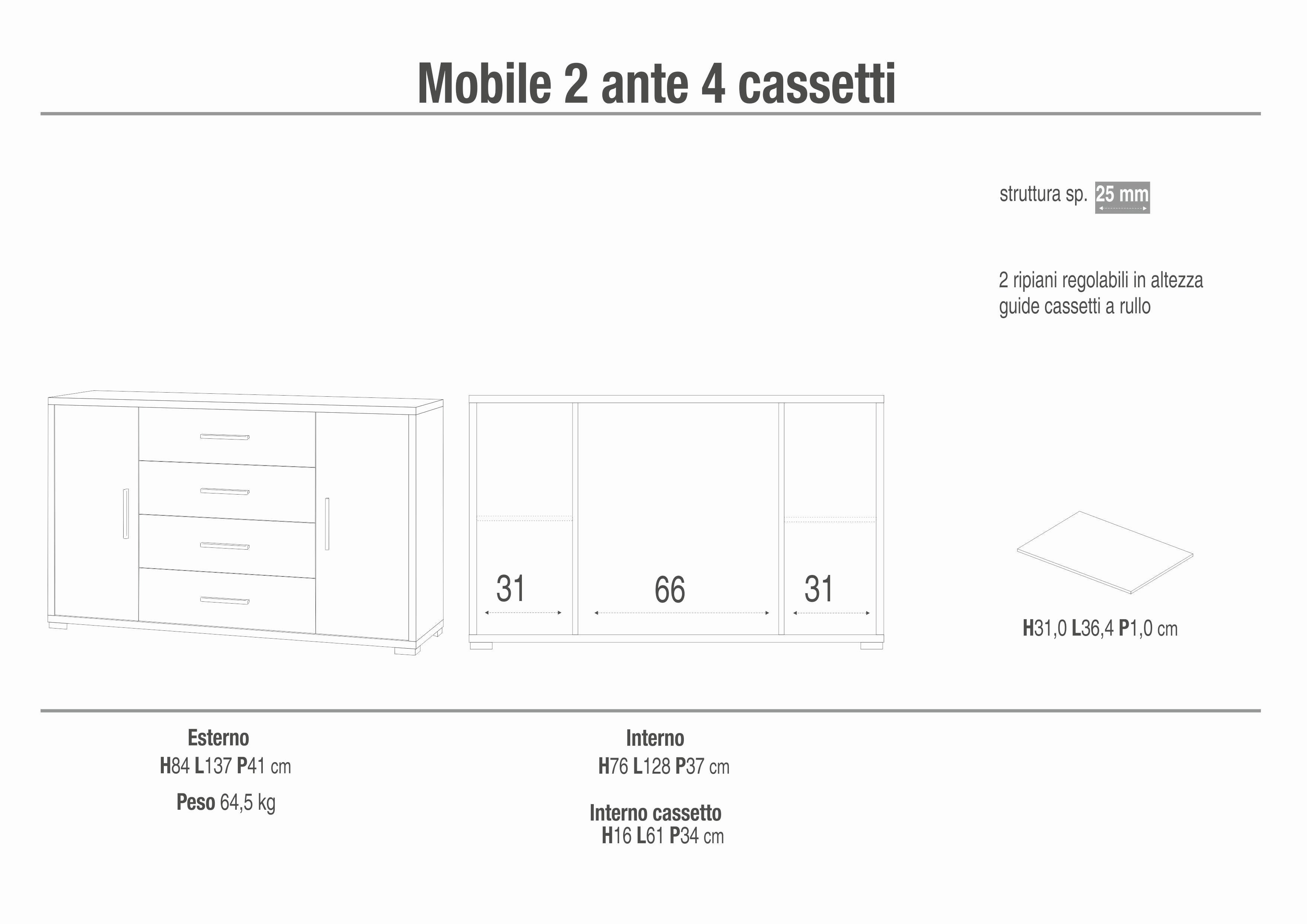 MOBILE 2 ANTE 4 CASSETTI DB875-C