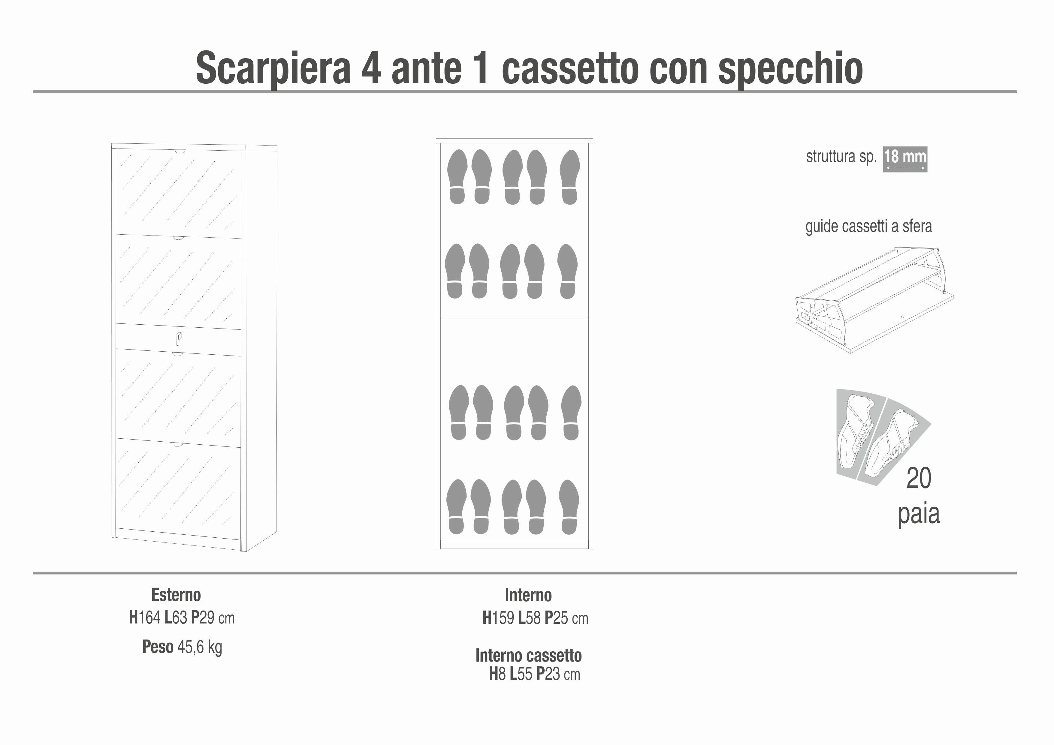 SHOE CABINET 4 DOORS 1 DRAWER. SPEC KIT SK569SPK-C