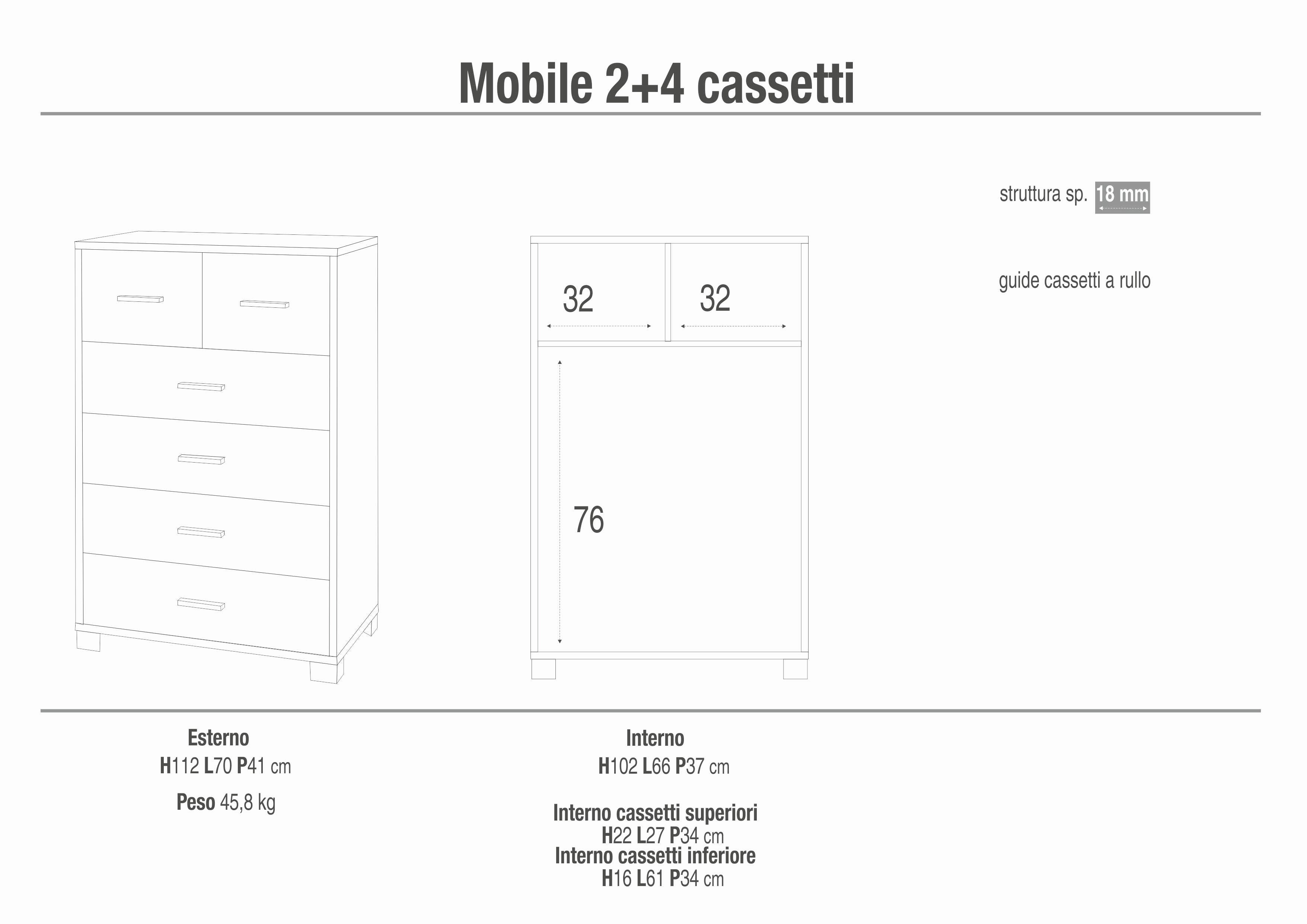 MOBILE 4+2 CASSETTI - KIT 772K030