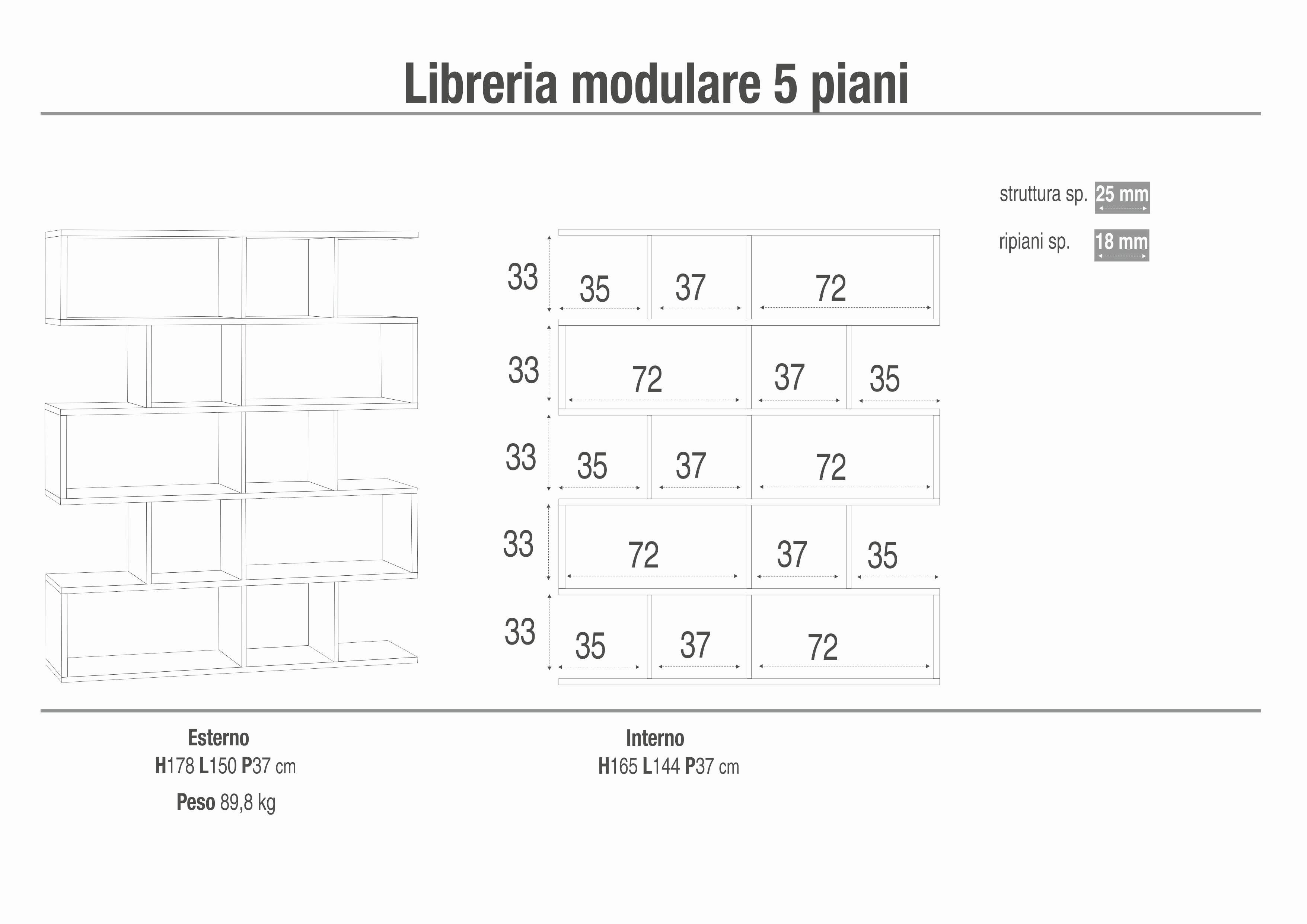 LIBRERIA-DIVISORIA 5 PIANI KIT DB325K