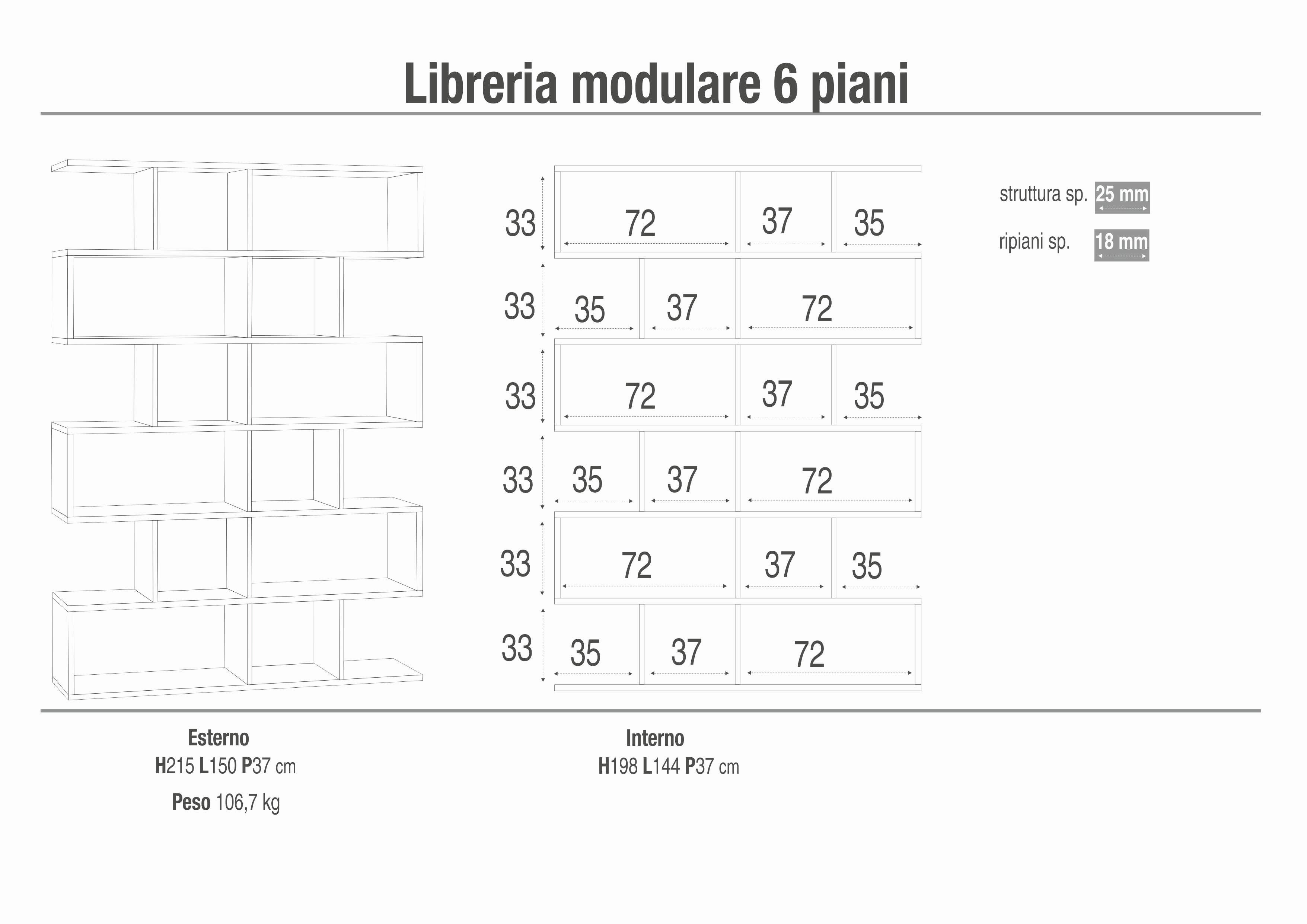 LIBRERIA-DIVISORIA 6 PIANI KIT DB326K