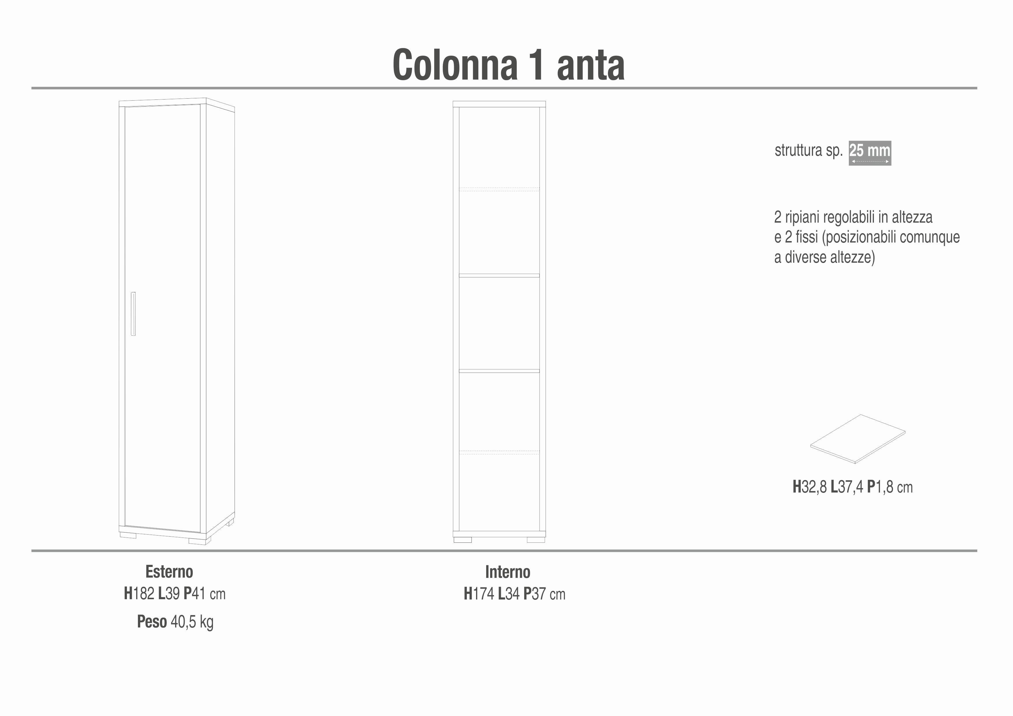 COLONNA 1 ANTA H182 L38 KIT DB364K