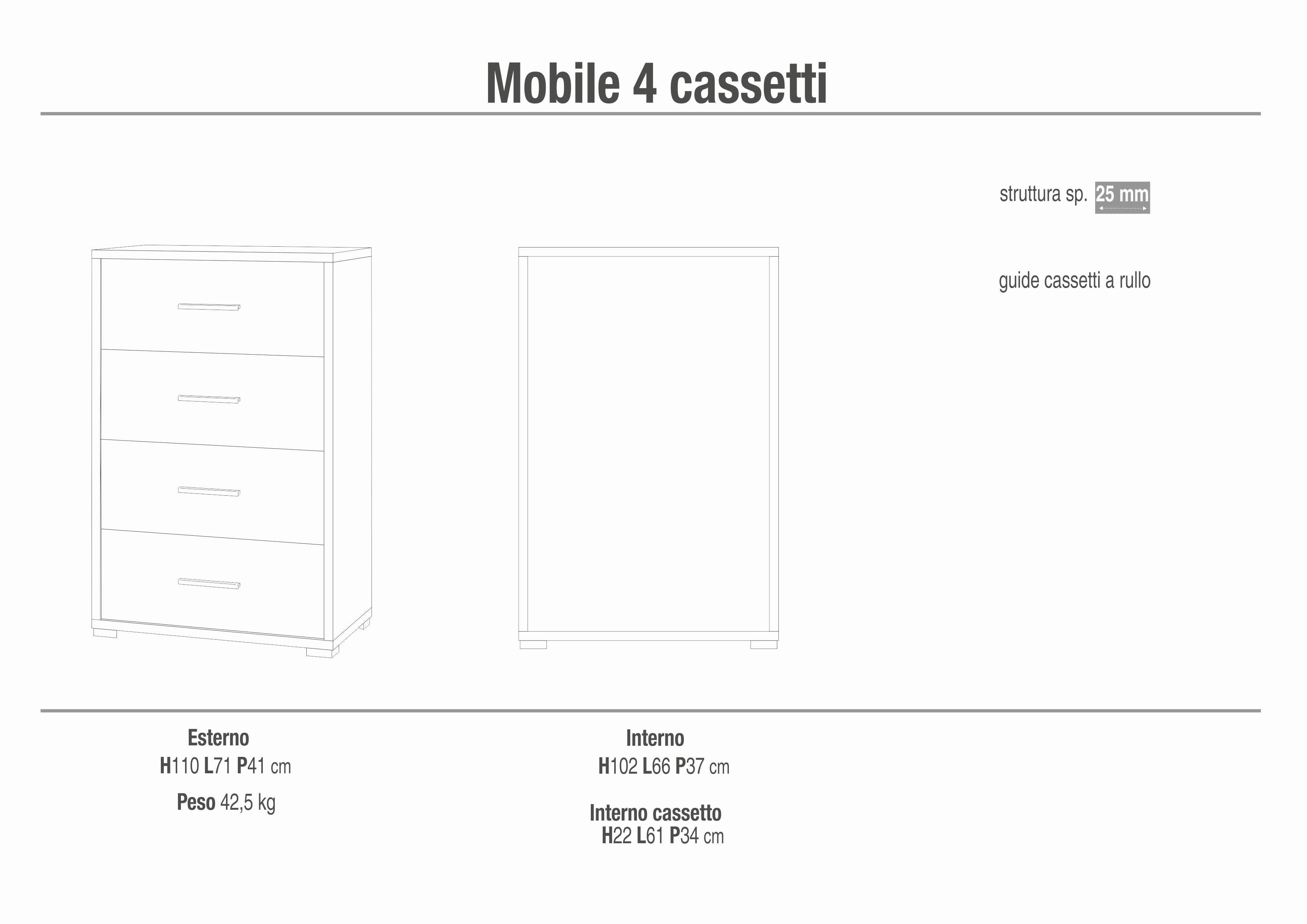 MOBILE 4 CASSETTI - KIT DB774K