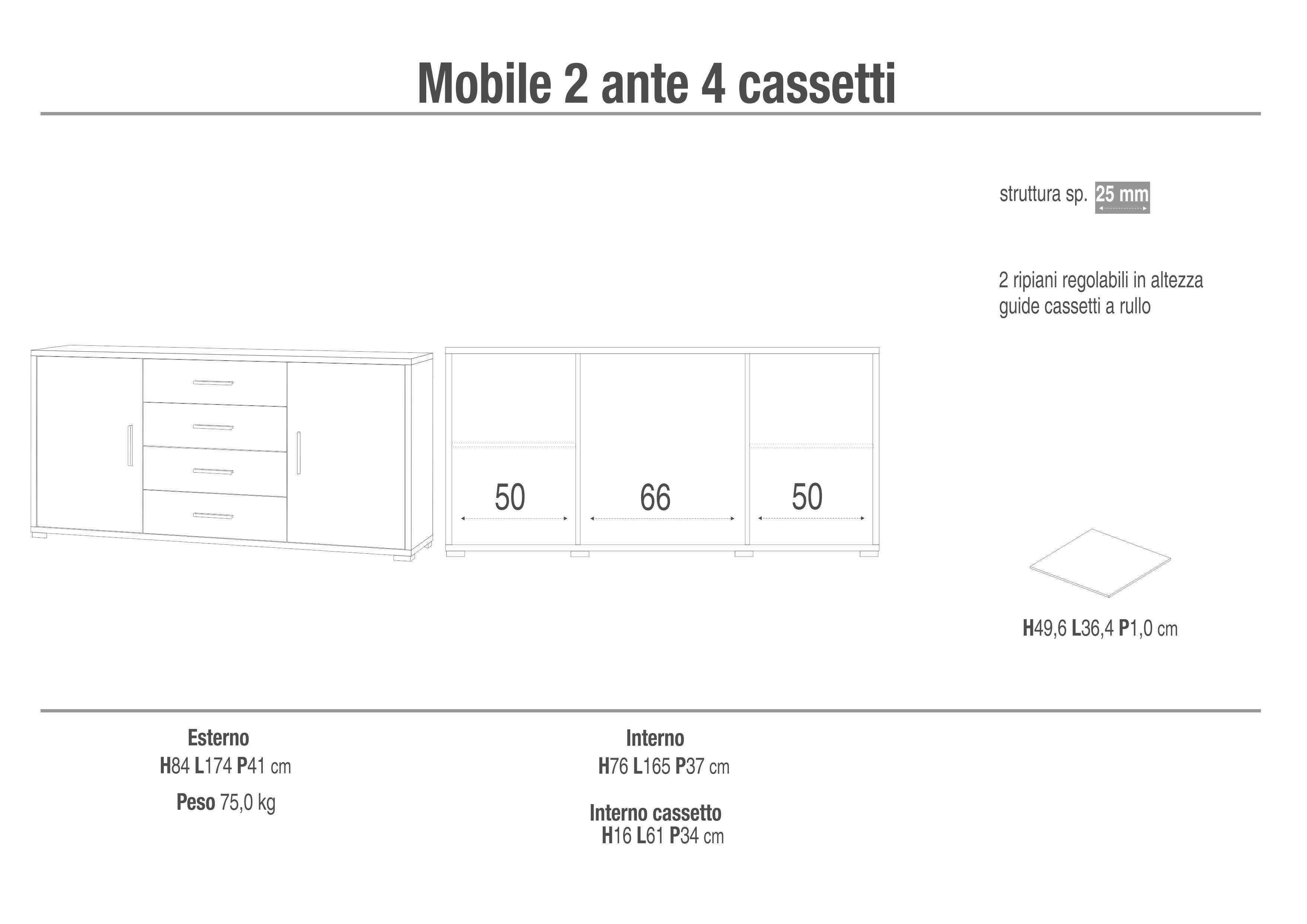 MOBILE 2 ANTE 4 CASSETTI KIT DB804K