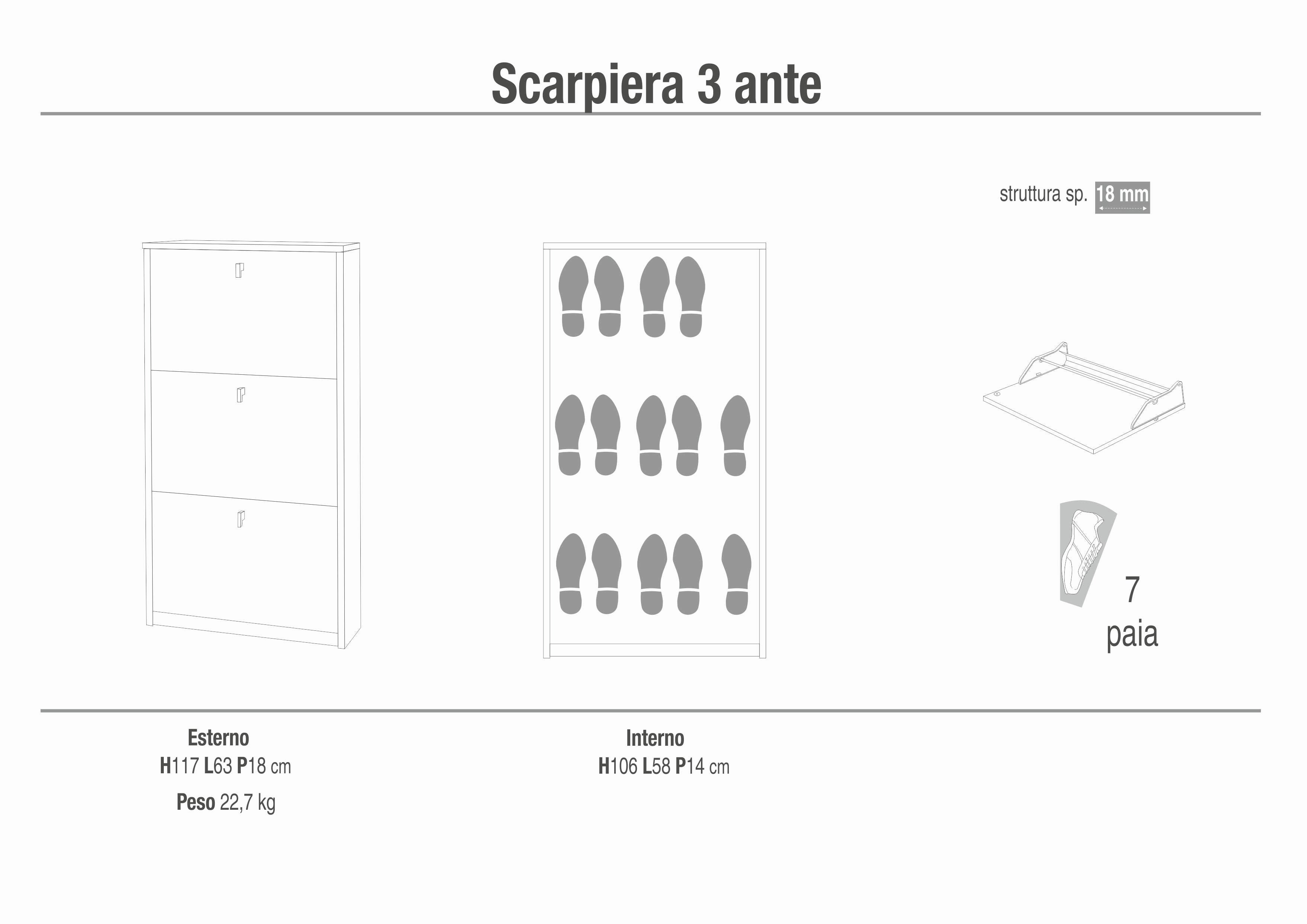 SHOE RACK 3 DOORS KIT SK553K