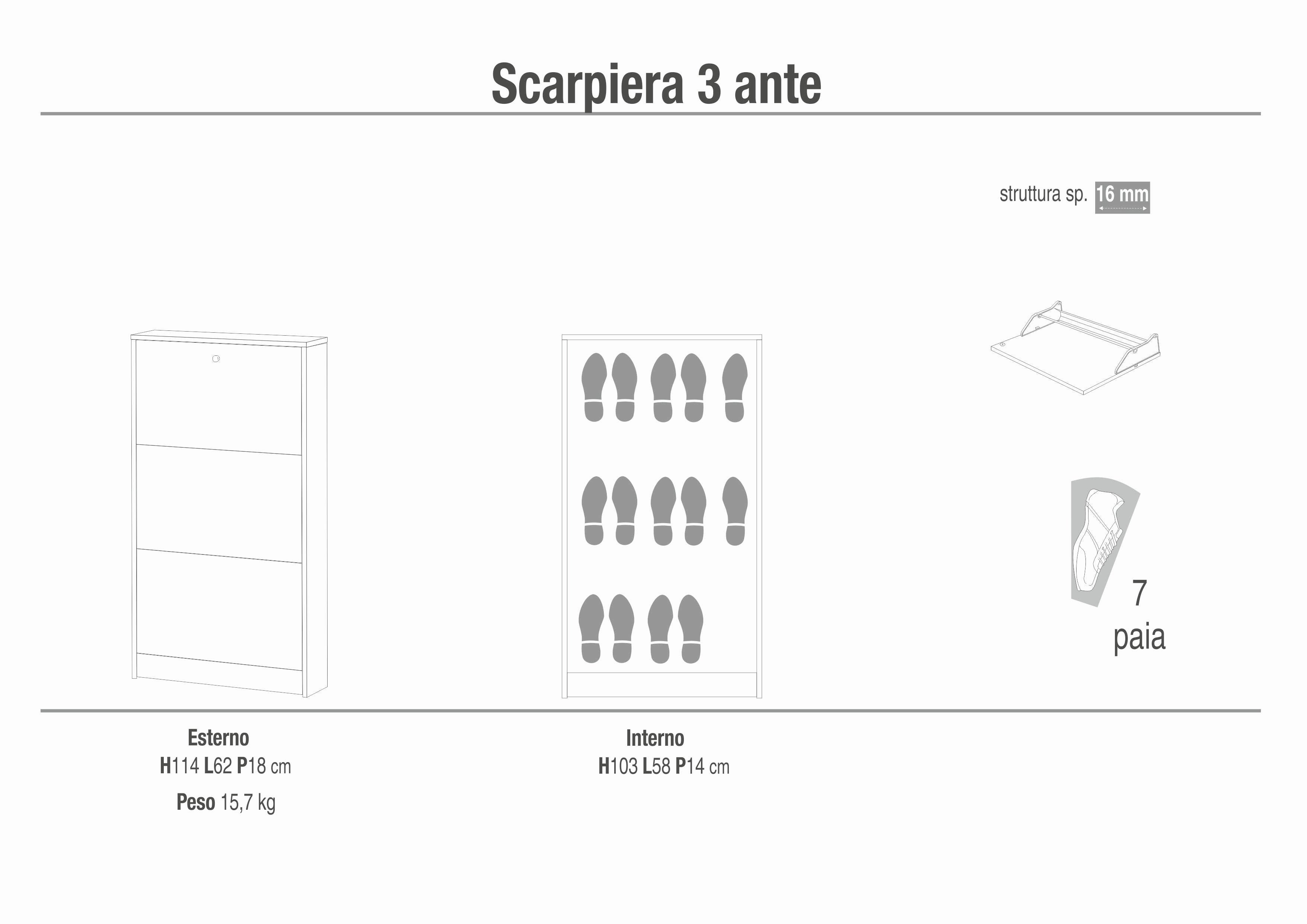 SHOE RACK 3 DOORS P.18 183-C