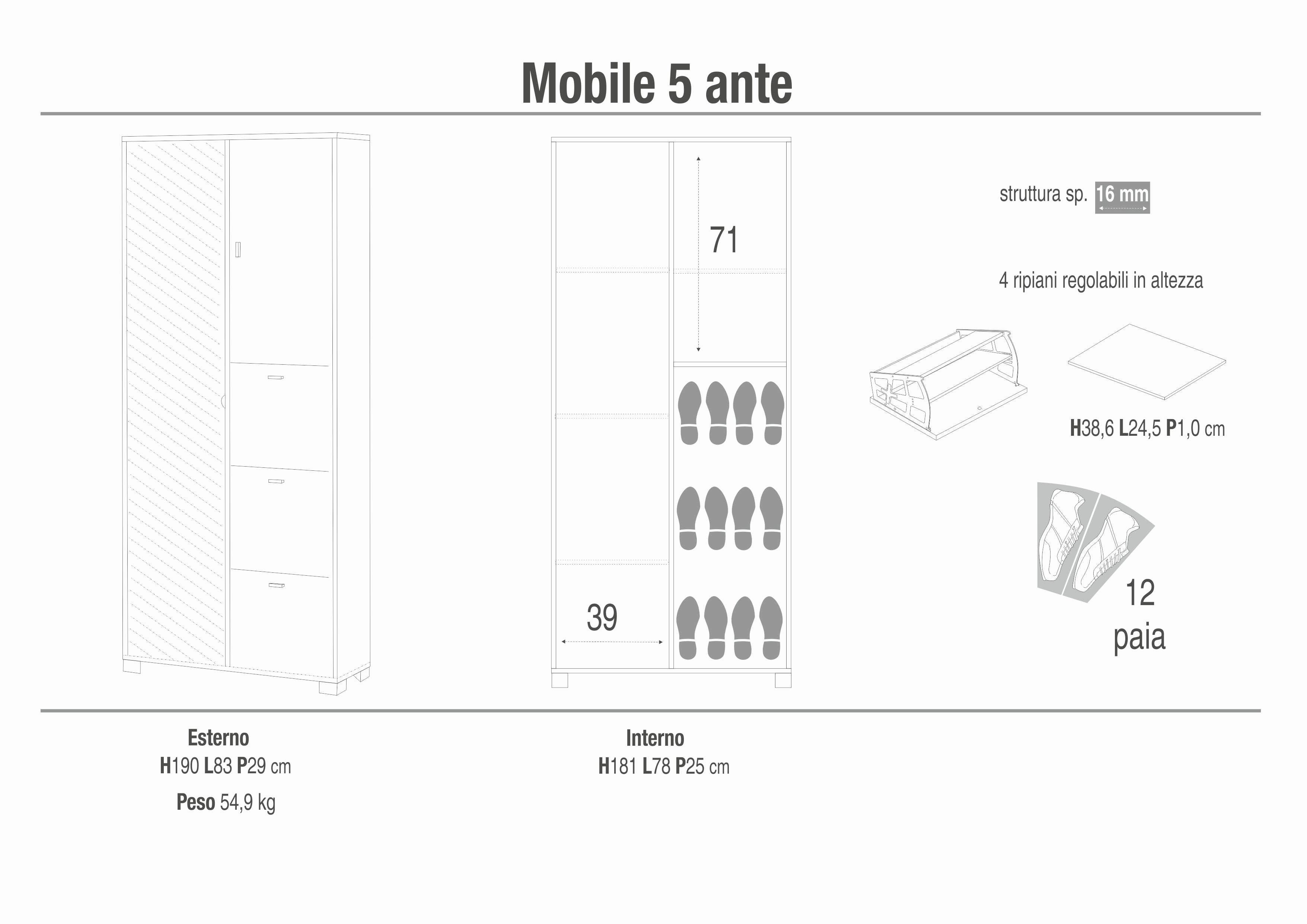 CABINET WITH 5 DOORS 7424-C