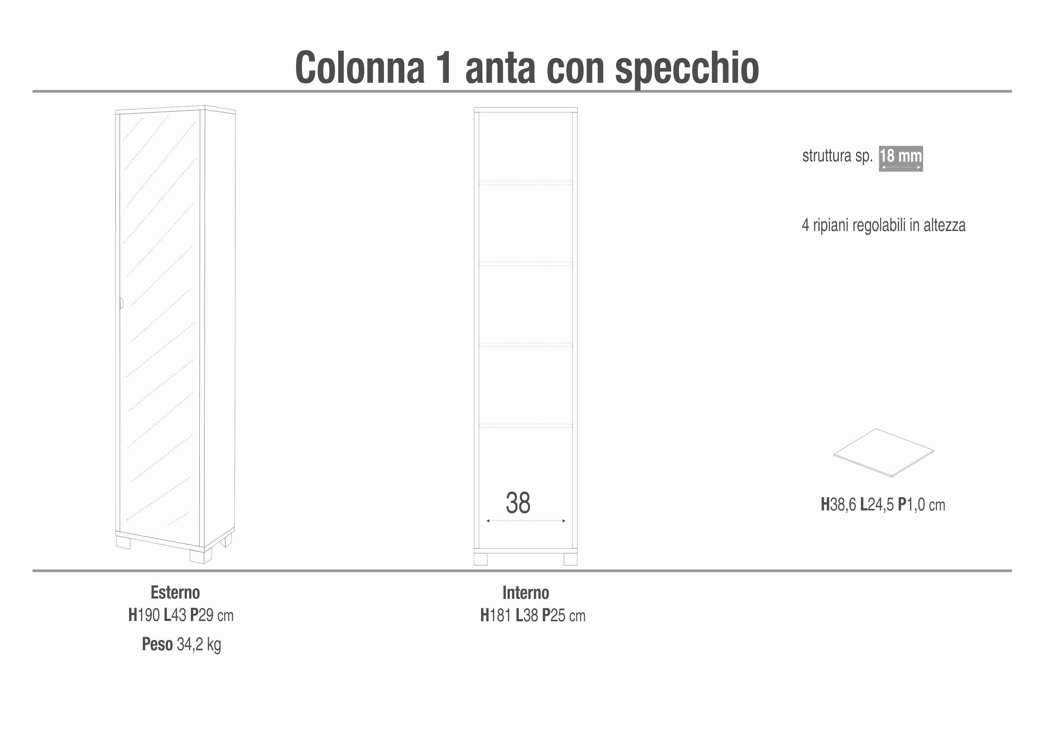 COLONNA 1 ANTA SPECCHIO - KIT 744SPK030