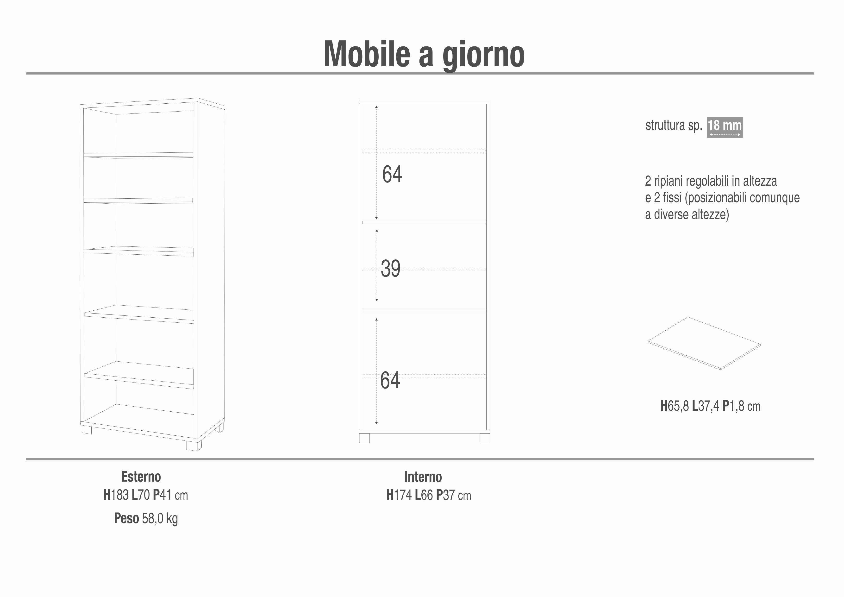 OPEN CABINET H181 W70 7CM51017-C