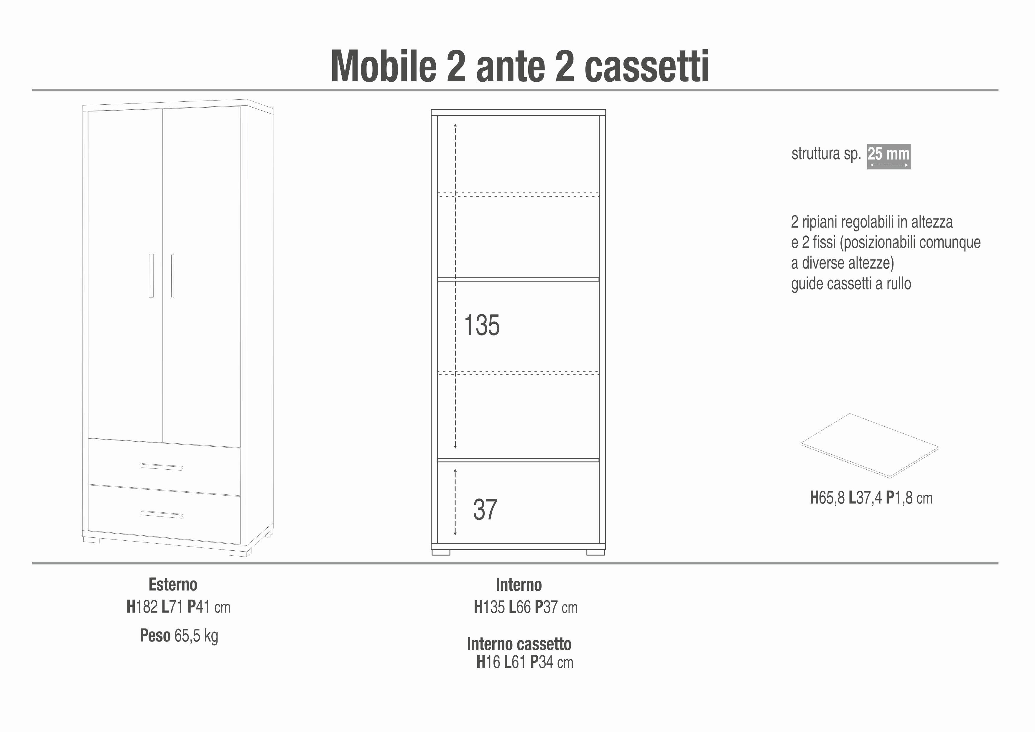 CABINET 2 DOORS 2CAS H182 L71 KIT DB359K-C