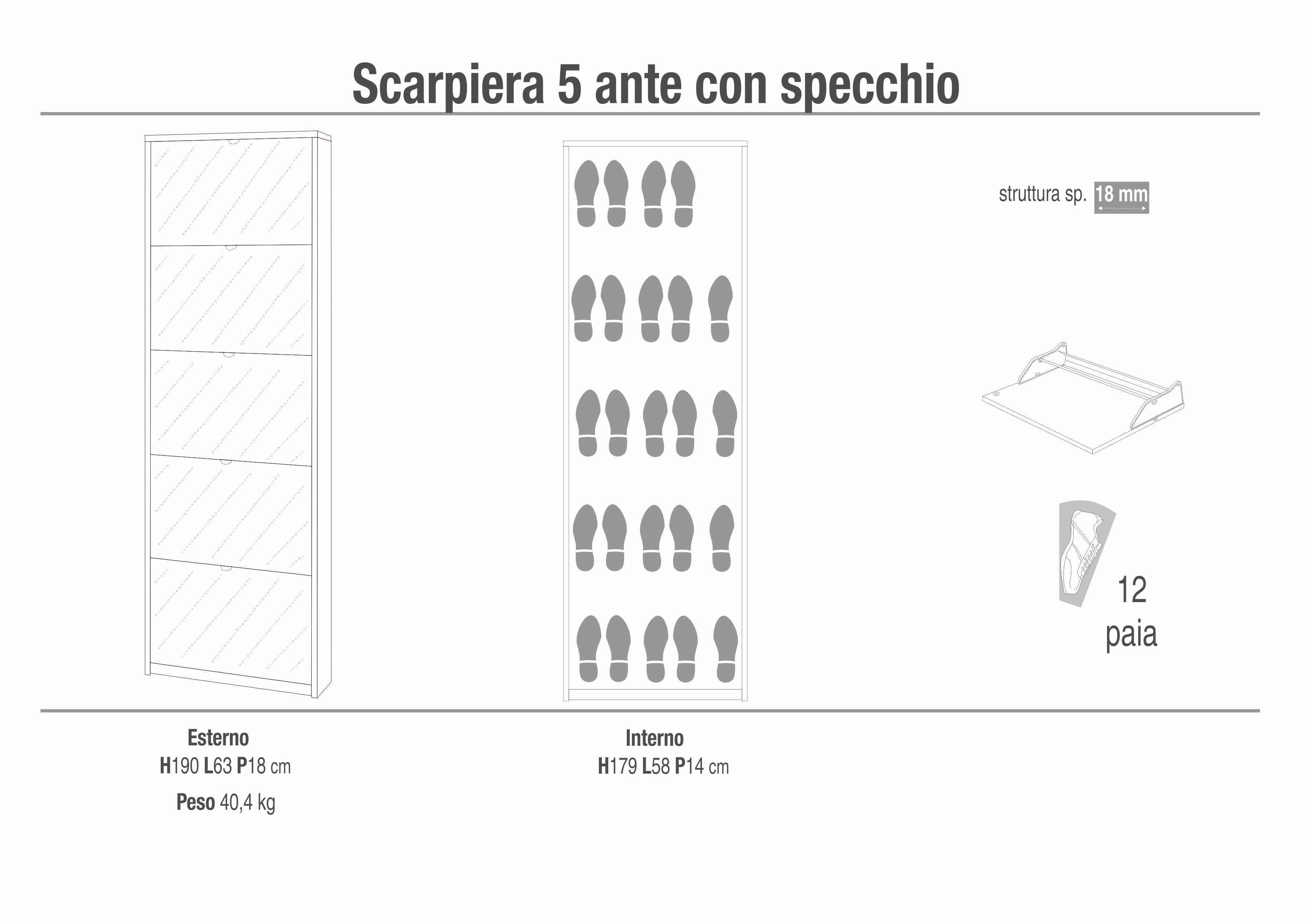 SCARPIERA 5 ANTE SPECCHIO KIT SK555SPK-C