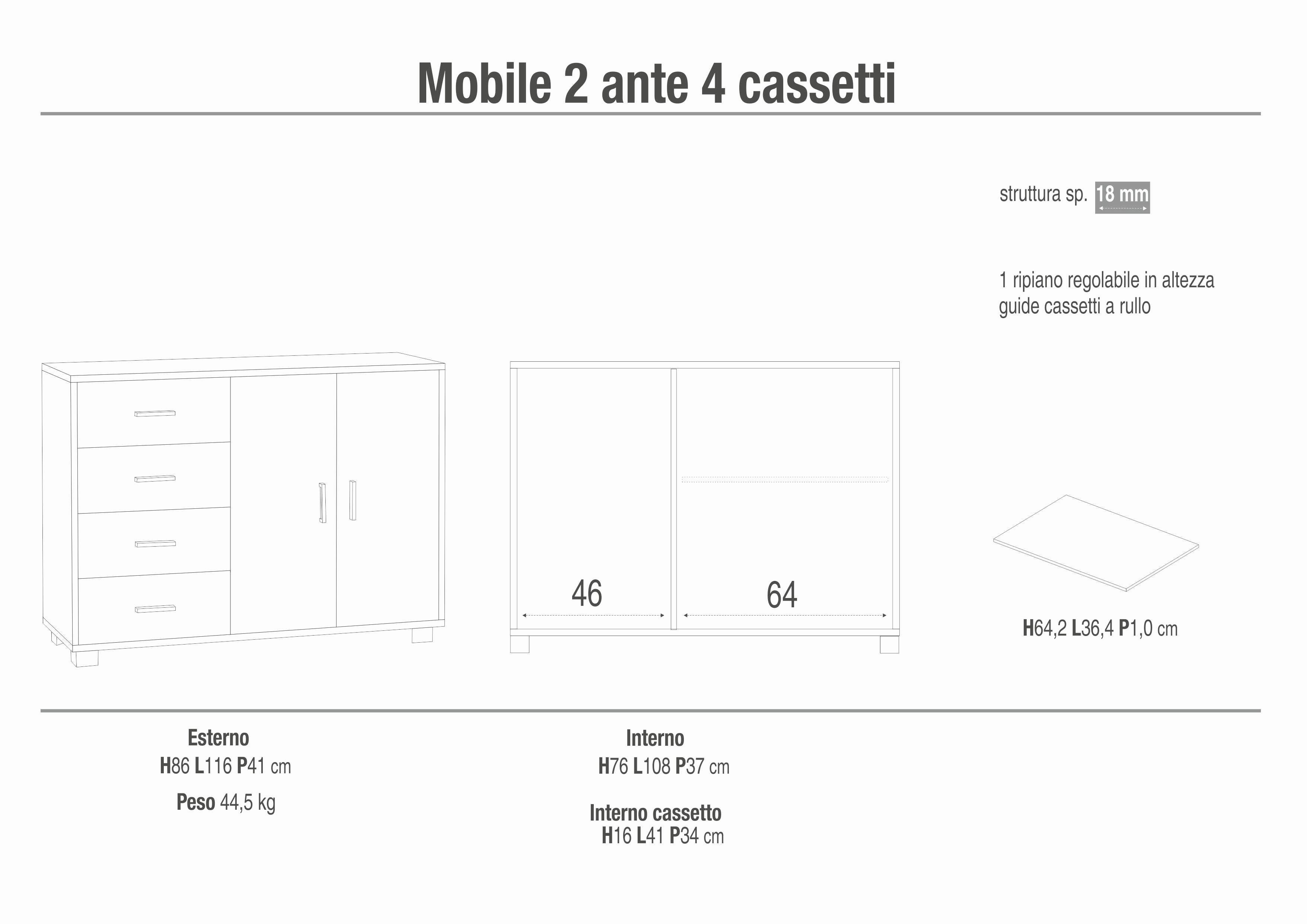 MOBILE 2 ANTE 4 CASSETTI KIT 799K